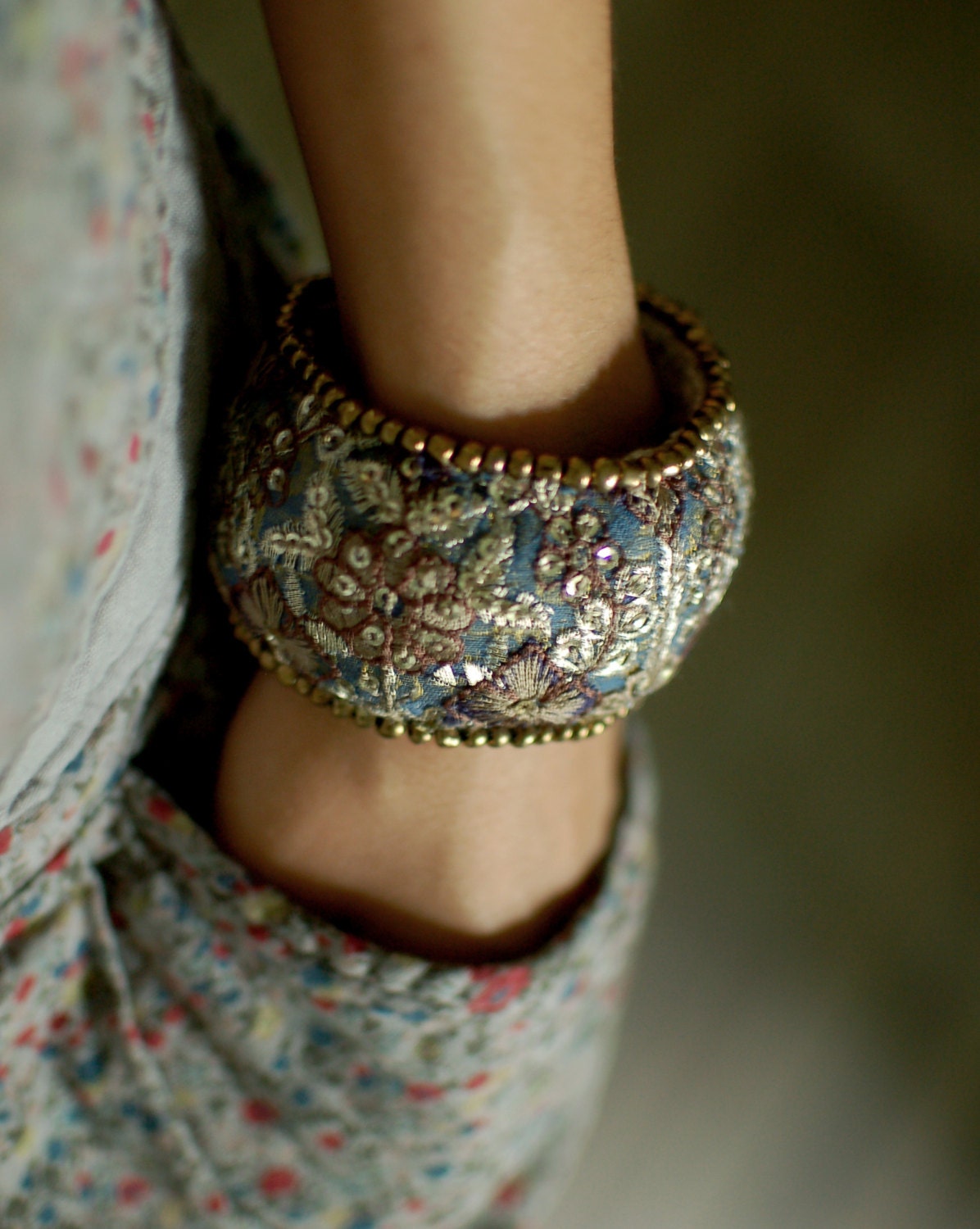 Upcycled embroidered bohemian gypsy cuff