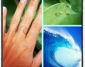 Wave Wire Ring, Sterling Silver, 14K Gold, Surf, Beach, Hawaii