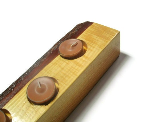 Wood Candle Holder Coffee Brown Candles- Wood Tea Light Candle Holder