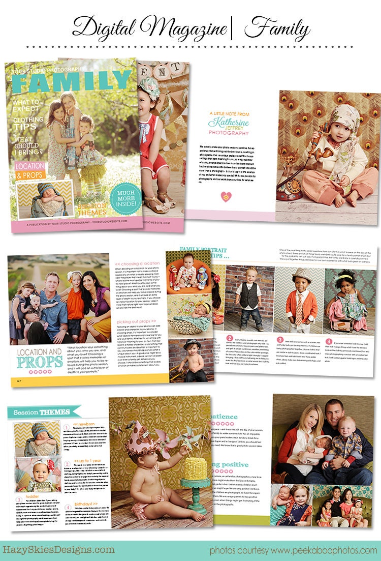 INSTANT DOWNLOAD Family Portrait Magazine Template for Photographers - FM101