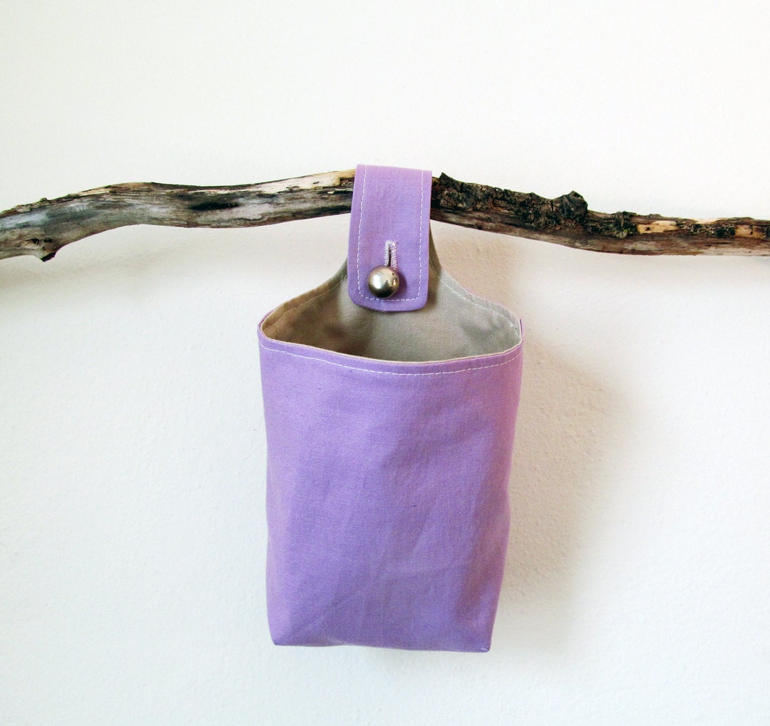 Hanging Fabric Basket with Silver Button, Custom Color Storage Baskets, Reversible Wall Pocket, MADE TO ORDER