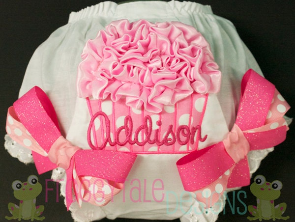 PERSONALIZED All PINK Birthday CAKE SmAsH Ruffle Cupcake Diaper Cover Bloomer Baby, Hot and Fuchsia Pink for Little Girls - Custom