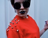 Custom Spiked Sweatshirt RED M