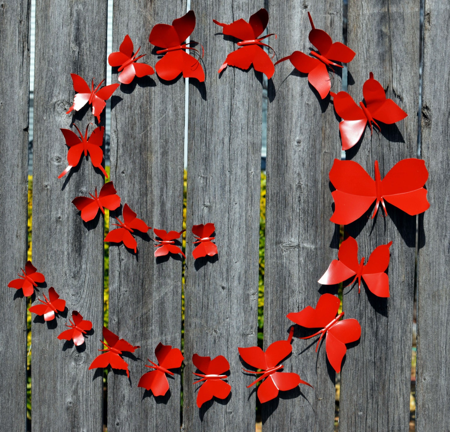 3D Butterfly Wall Art, Metal Wall Art Decor, Eco-friendly Art, Recycled Aluminum Cans - Red-Orange Butterfly (Small kit, 25 pieces)