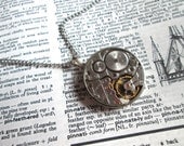 Watch movement antique steampunk style pendant necklace