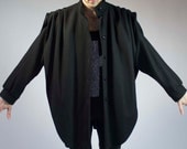 80s black cape coat AVANT GARDE spring jacket / cloak SM