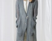 Grey Blue knitted sweater,Crochet women oversize cardigan