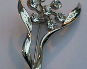 1950s Diamanté Rhinestone Flower Brooch Pin