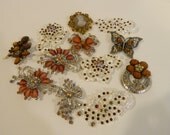 Brown booches brooches for a DIY brooch bouquet, wedding brooches, DIY jeweled bouquet, brooch lot, bridal brooches
