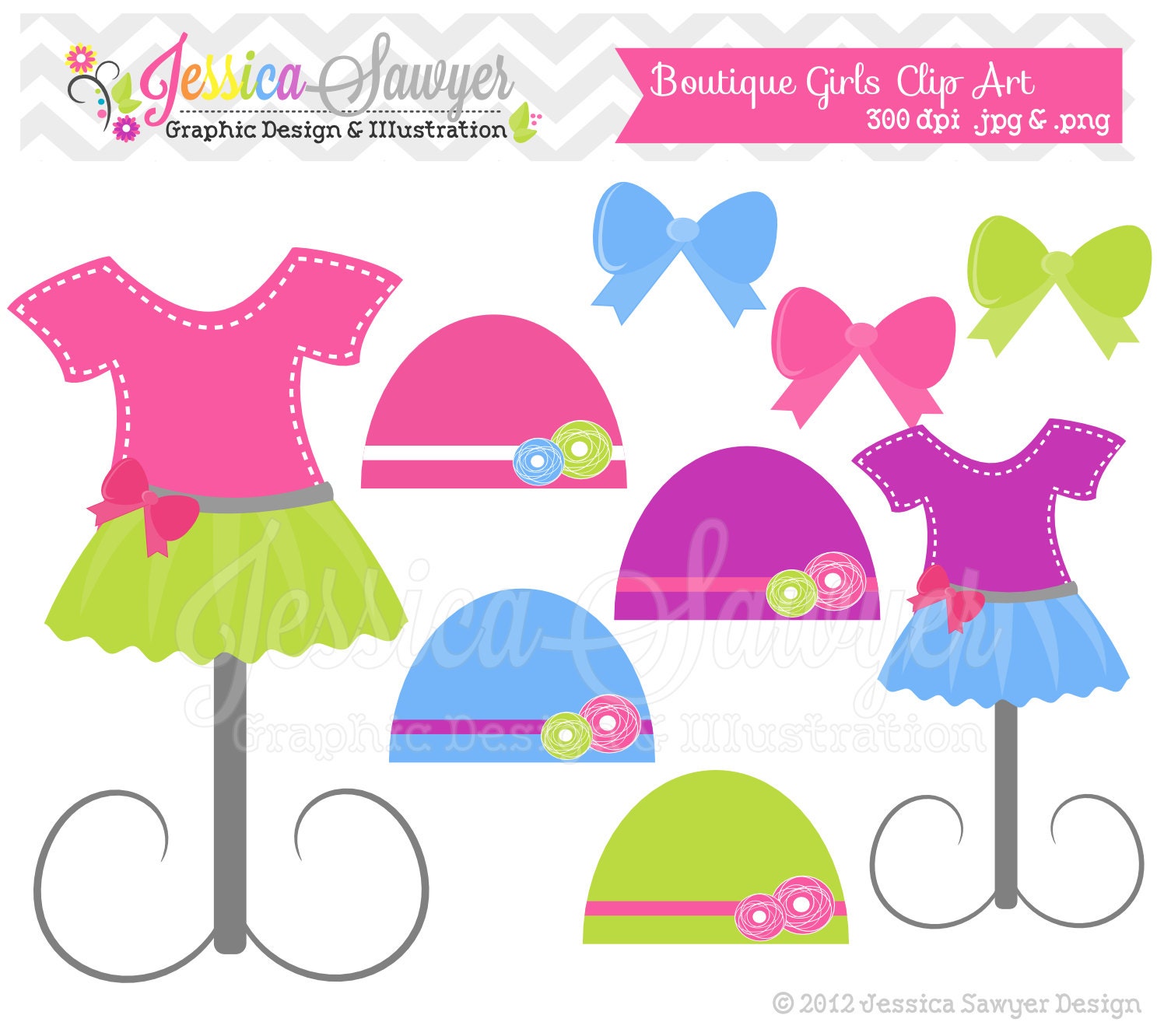 INSTANT DOWNLOAD, boutique girl clipart, tutu clip art, commercial use, bow graphic, crochet hat image for etsy banners, graphic design Il_570xn