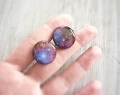 SALE Space galaxy cufflinks, purple cuff links, gift for him