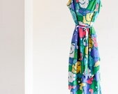 Vintage 1960's/1970's Malia Sundress - Bright Tropical Summer Colors Size Small- Medium