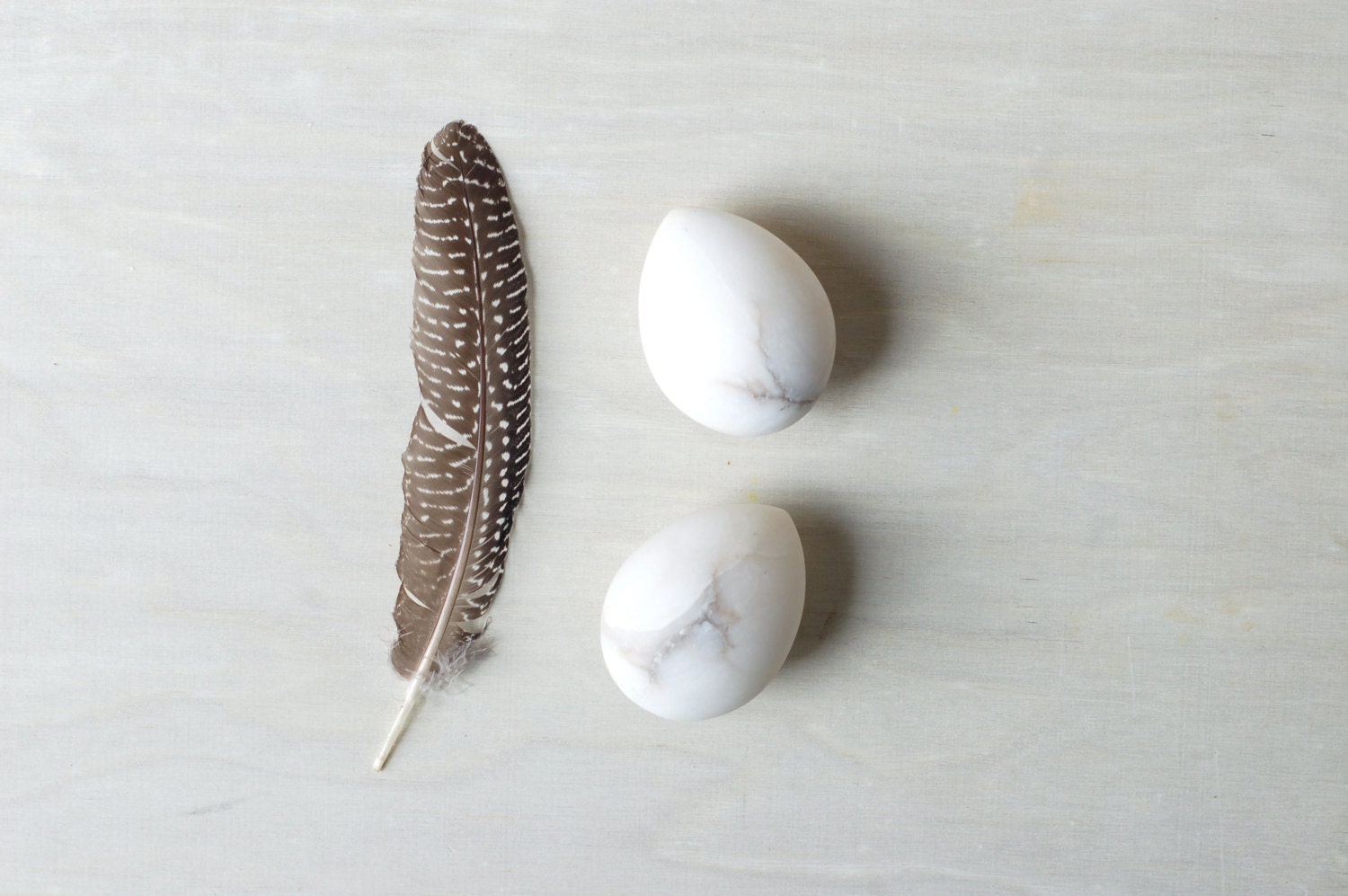 Two Vintage Carved Stone Eggs