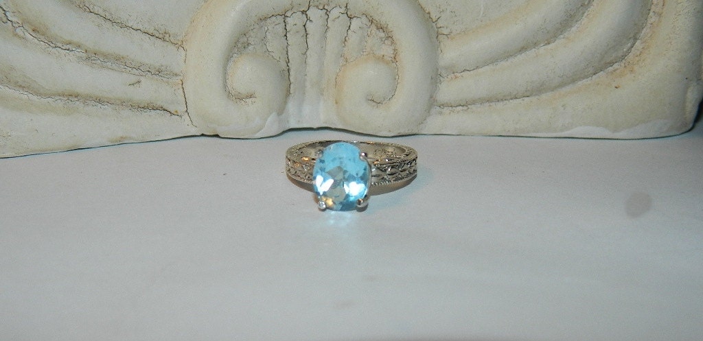 Blue topaz ring natural stone