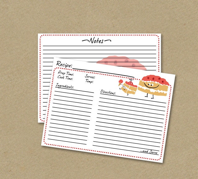 DIY Printable Cake Recipe Cards 4"x5.5"