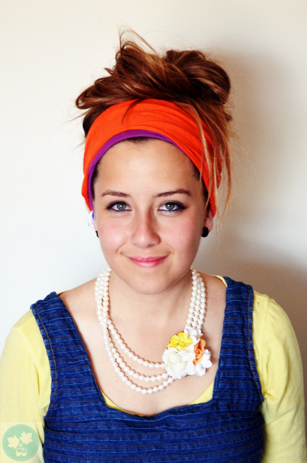 Dreadlock headband. Wide head band. Funky purple. Bright orange. Turban hair wrap. Yoga bandana. Sporty hairband. Dreadlock accessories.