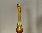 Mid Century Art Glass Vase Amber Tall