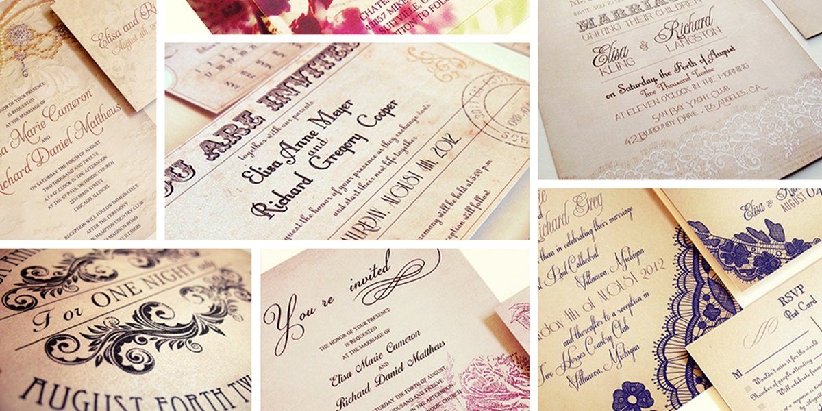 Deposit on Printed Invitation set - Invitation and response card