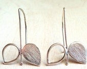 Silver leaf earrings, Modern sterling silver earrings, handmade jewelry, unique metalwork earrings
