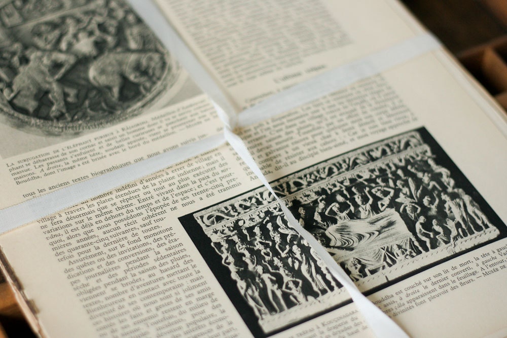10 Large Book Pages from Vintage French Books for Scrapbooking, Mixed Media, Paper Crafts, Decor, Vintage Weddings