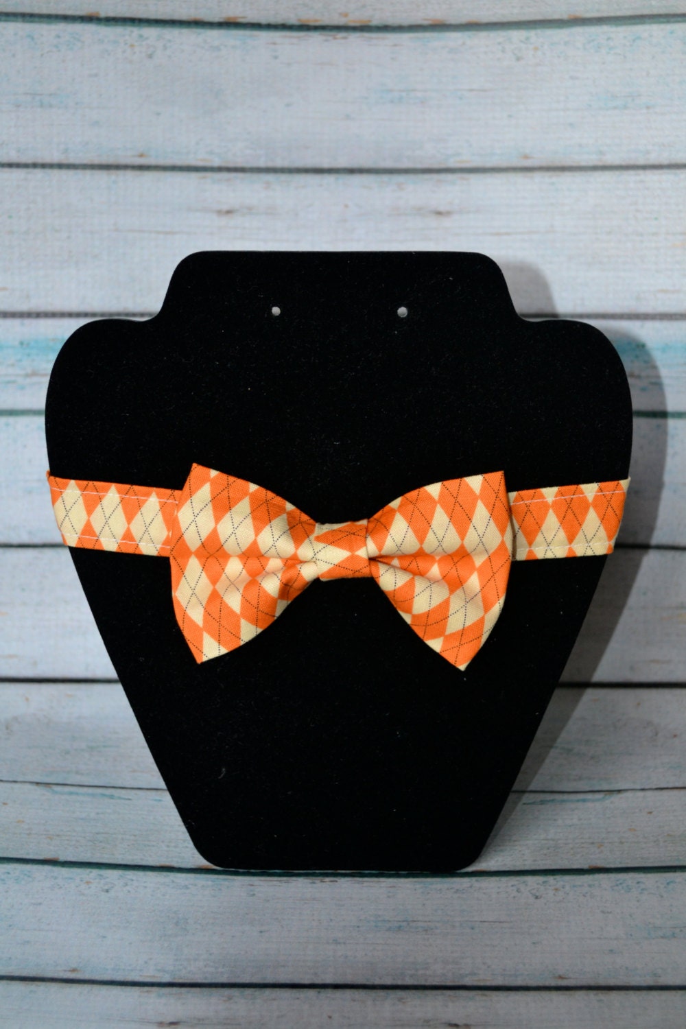 Orange & Creamy White Argyle Adjustable Baby/Toddler Bow Tie