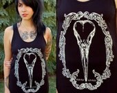 SIZE LARGE unisex hummingbird skull cameo tank black