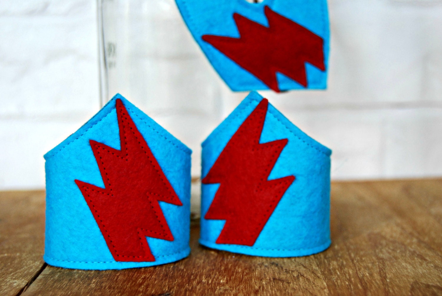 CHILD Felt Super Hero mask and cuff set Halloween costume Photography prop