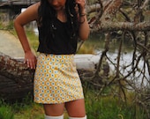 Yellow, White and Blue Flower Print Skirt