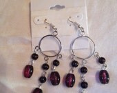 Purple and silver chandelier earrings