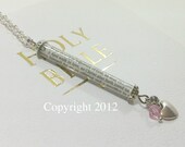 Ephesians 5 2 - Scripture Necklace - Pink Crystal and Heart Charm