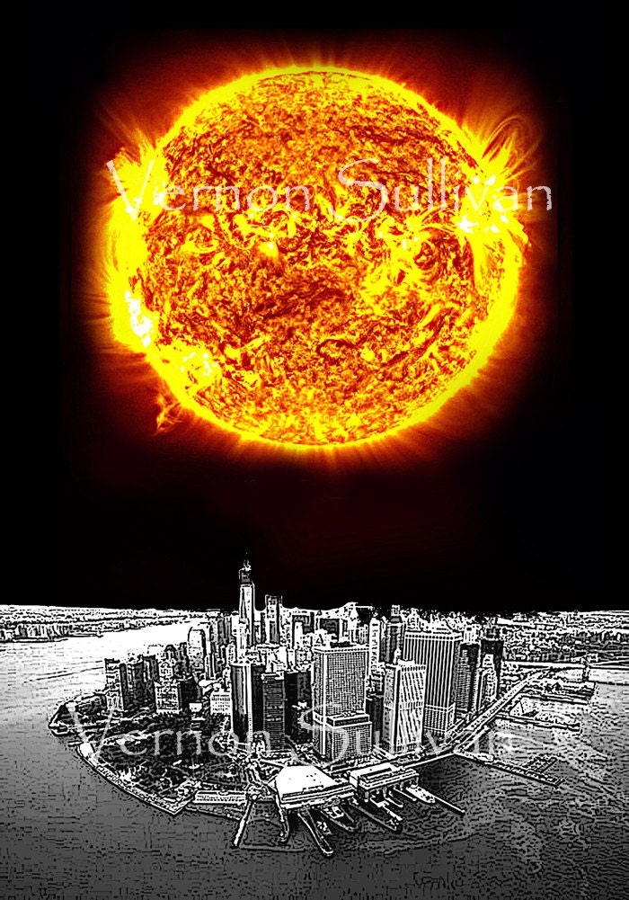 Manhattan New York NY skyline cityscape 8 x 10 print A4 poster Wall Art Home Decor Office digital illustration photography Vernon Sullivan