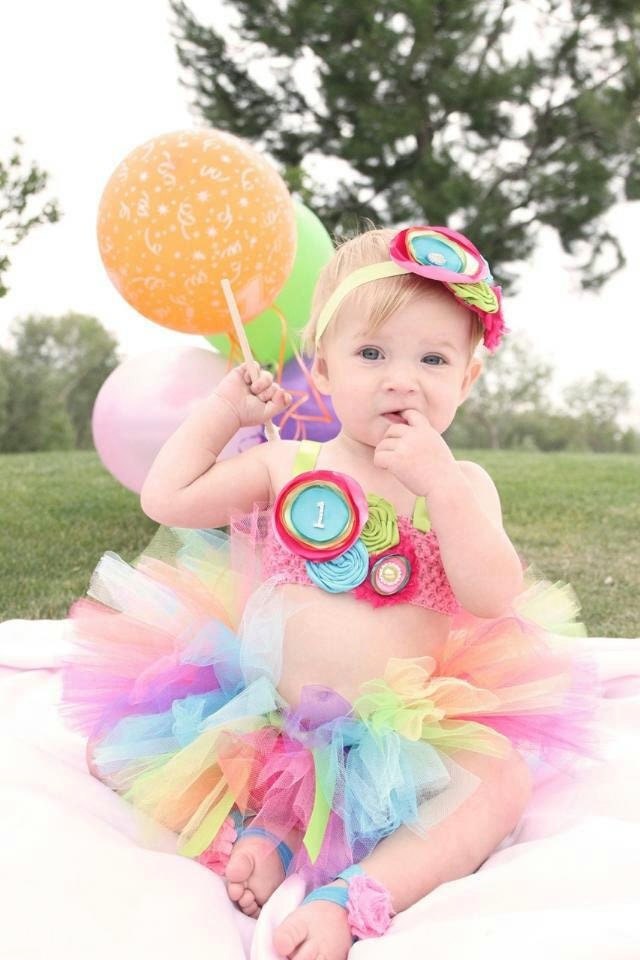 The Rainbow Tutu, Top, & Headband- Pink, Aqua, Orange, Lime, Turquoise, Purple, Yellow, Birthday, 1st birthday, Cake Smash