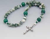 Anglican Prayer Beads, Tree Agate, Green Gemstones, Christian Rosary