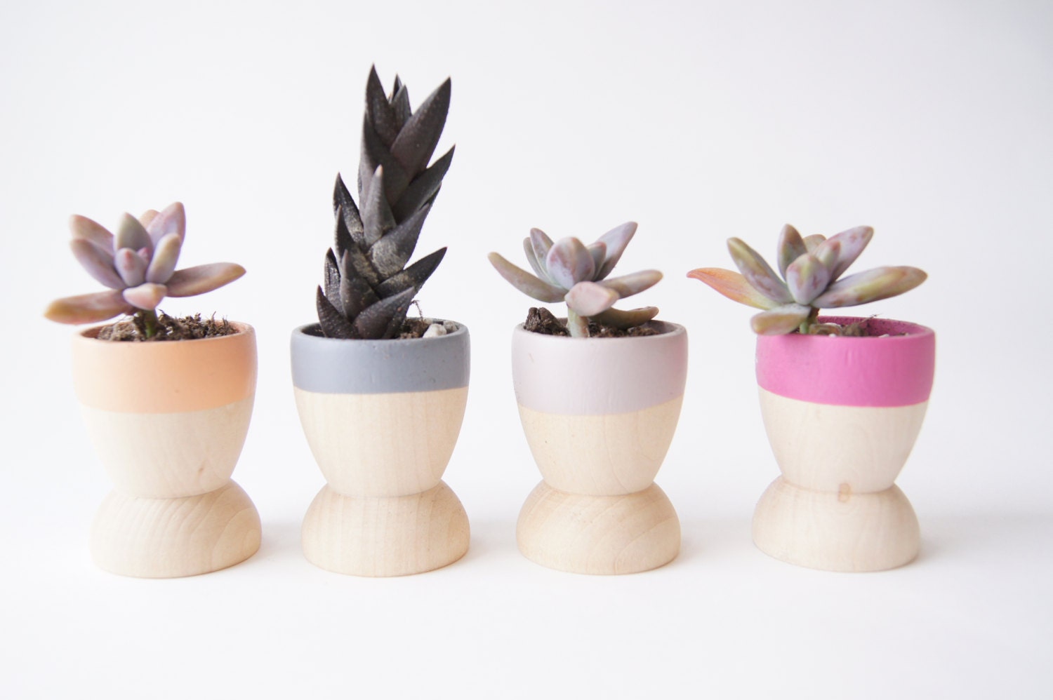 Mini Planters set of 4, Peach, Grey, Purple and Taupe, Natural Wedding, Spring Decor