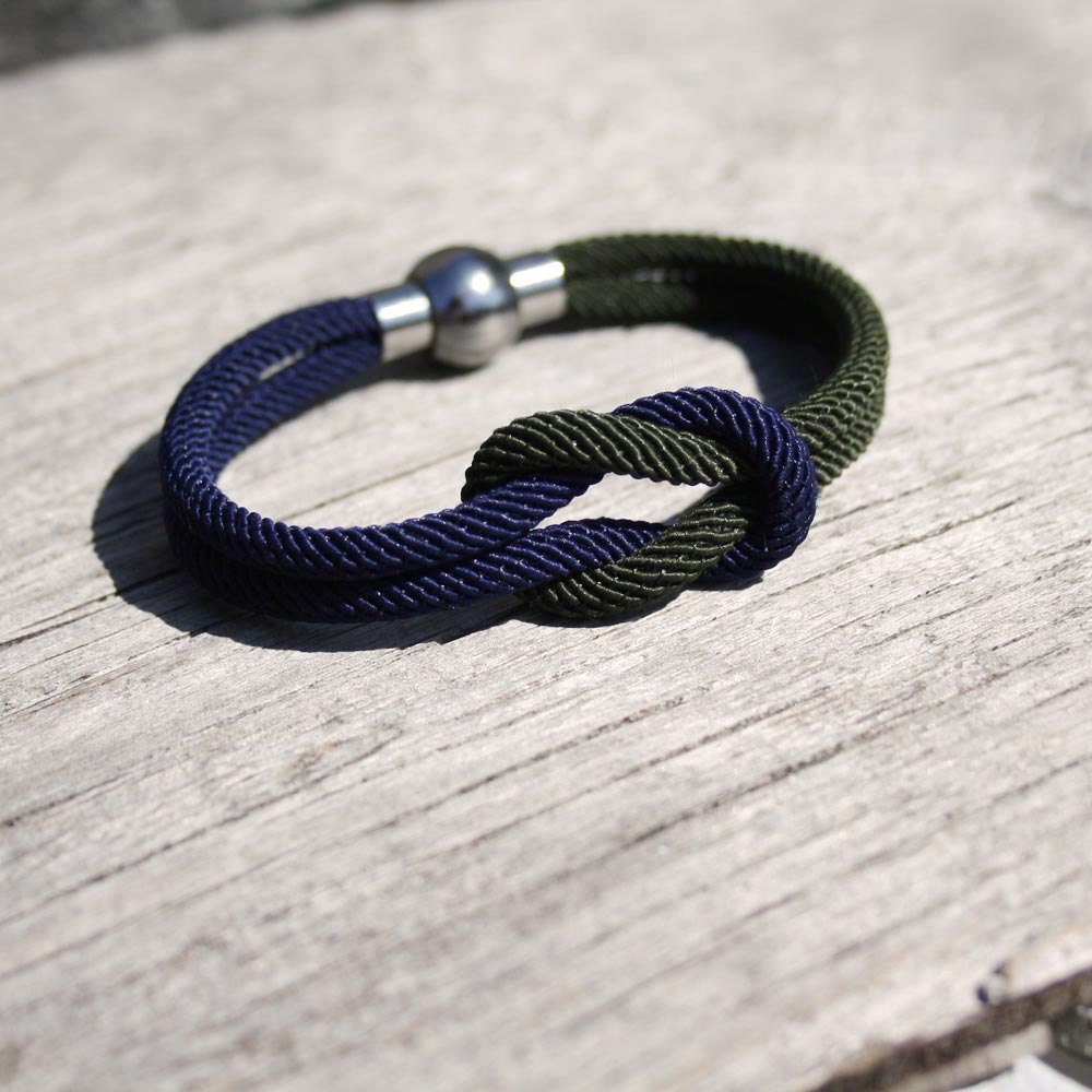 Nautical square knot bracelet with stainless steel magnetic clasp - the Ahoy bracelet