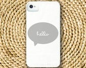Cursive Hello Talk Bubble Barely-There Snap-On Hard Plastic iPhone 4 Case in Grey (In Stock & Ready to Ship)