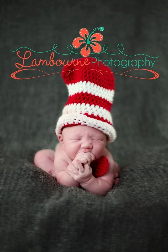 Newborn Dr. Seuss Inspired Cat in the Hat with Bow- Ready to ship