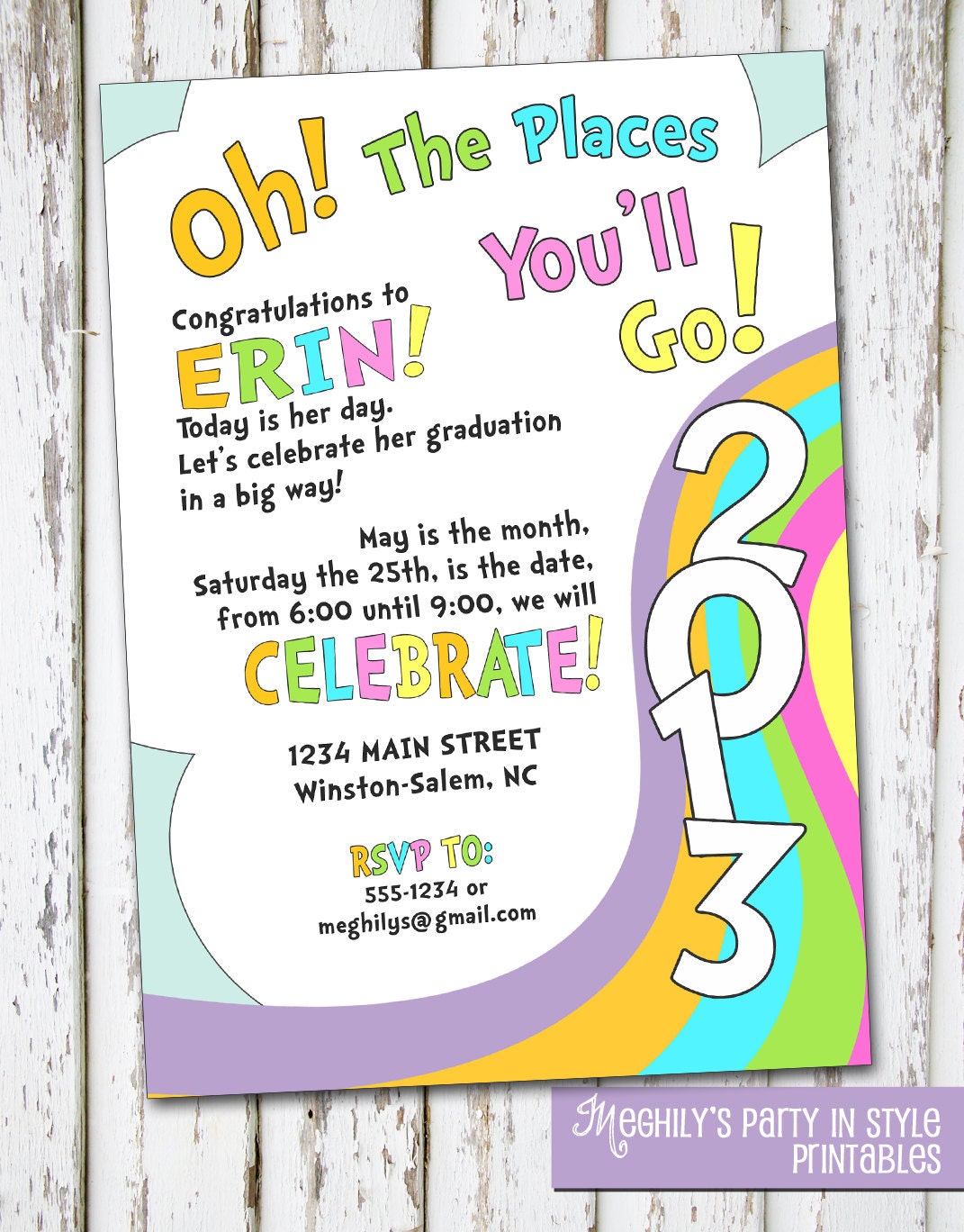 Oh, The Places You'll Go - graduation invitation Il_570xn