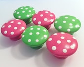 Hot Pink and Lime Green Polka Dot Drawer Knobs for your Dresser