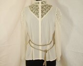 Victorian Vanity.. Vintage 60s Semi-Sheer Lace Edwardian Top