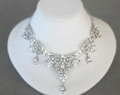 Bridal Necklace - Wedding Jewelry - bridal Accessory - Rhinestone Bridal Necklace - Vintage style Crystal Necklace - Statement necklace