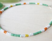 anklet in orange, aloe green and yellow for everyday or at the beach