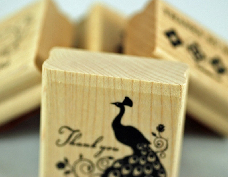 STAMPIN UP Stamp Set Rubber Stamps "Very Thankful" - Great Gift - Never Used Four Stamp Set - Neat Peacock