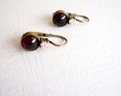 Small Garnet Silver Earrings, Antique Style, Vintage Style, Oxidized Silver Jewelry, Edwardian Weddings, Maroon Bride