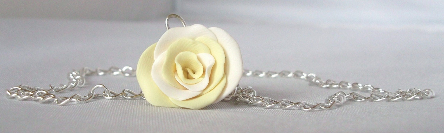 Rose Pendant, Bridal Necklace, Weddings, White Rose, Cream Jewellery, Prom Jewelry, Bride, Bridesmaid