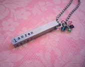 Personalized Bar Pendant 4 Sides Hand Stamped