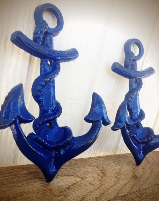 BOLD set of 2 royal navy cobalt blue NAUTICAL anchor by BOLDHOUSE