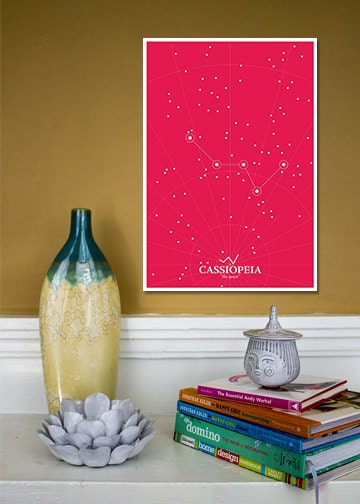 Divine Lines: The Constellations // Cassiopeia - The Queen // 13x19 Fine art Giclee Print