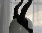 Black Antelope Horns - with handsewn leather headband- Custom made to order