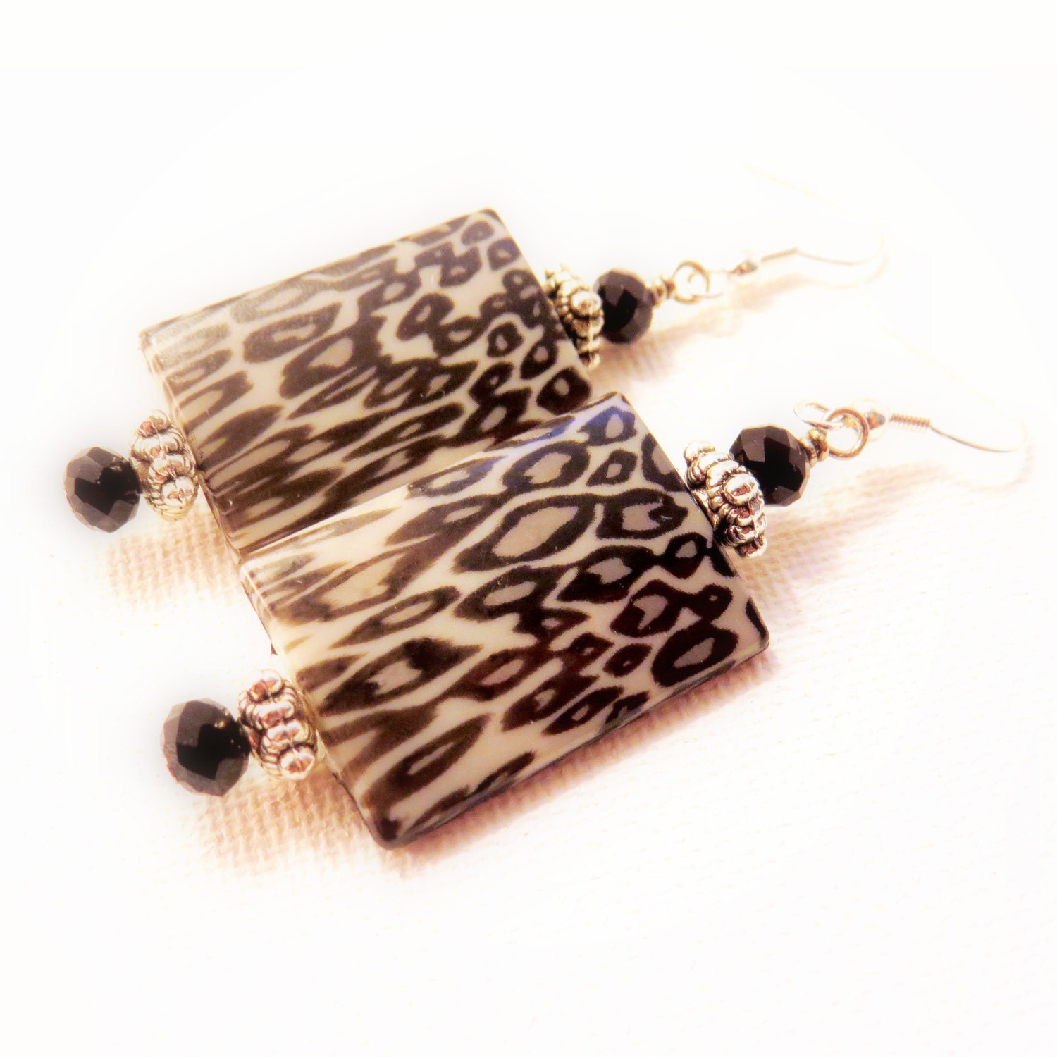 Cheetah Lady SALE pierced dangle earrings black white modern animal print jungle African sleek handmade jewelry tagt tenx ldteam